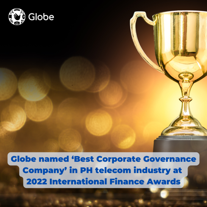 Globe named ‘Best Corporate Governance Company’ in PH telecom industry at 2022 International Finance Awards