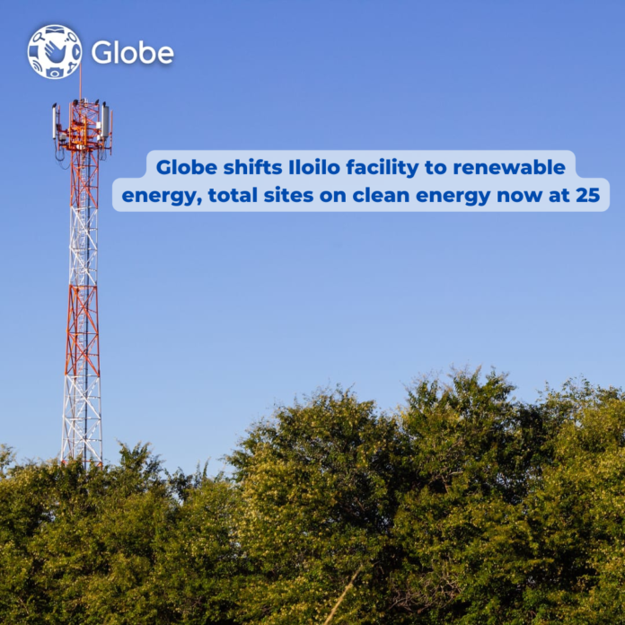 Globe shifts Iloilo facility to renewable energy, total sites on clean energy now at 25